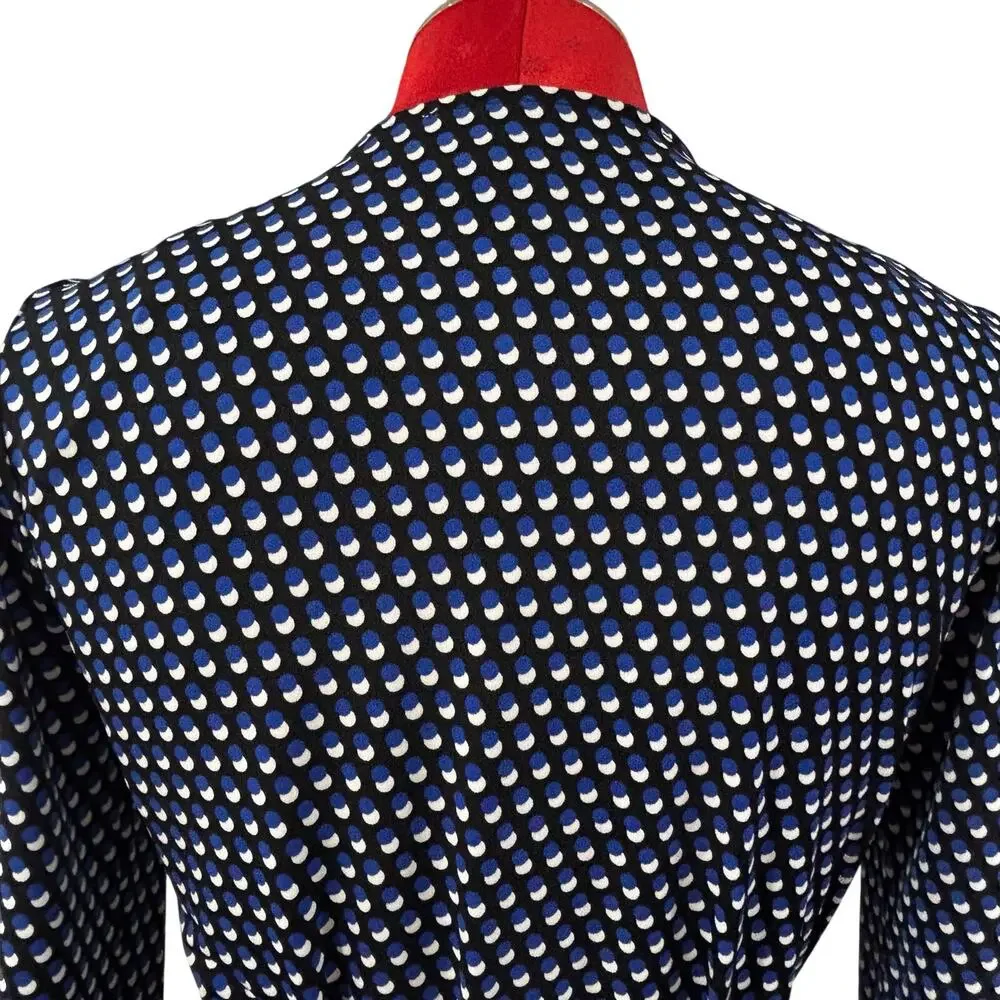 Michael Kors dress black & royal blue geometric print true wrap style size S